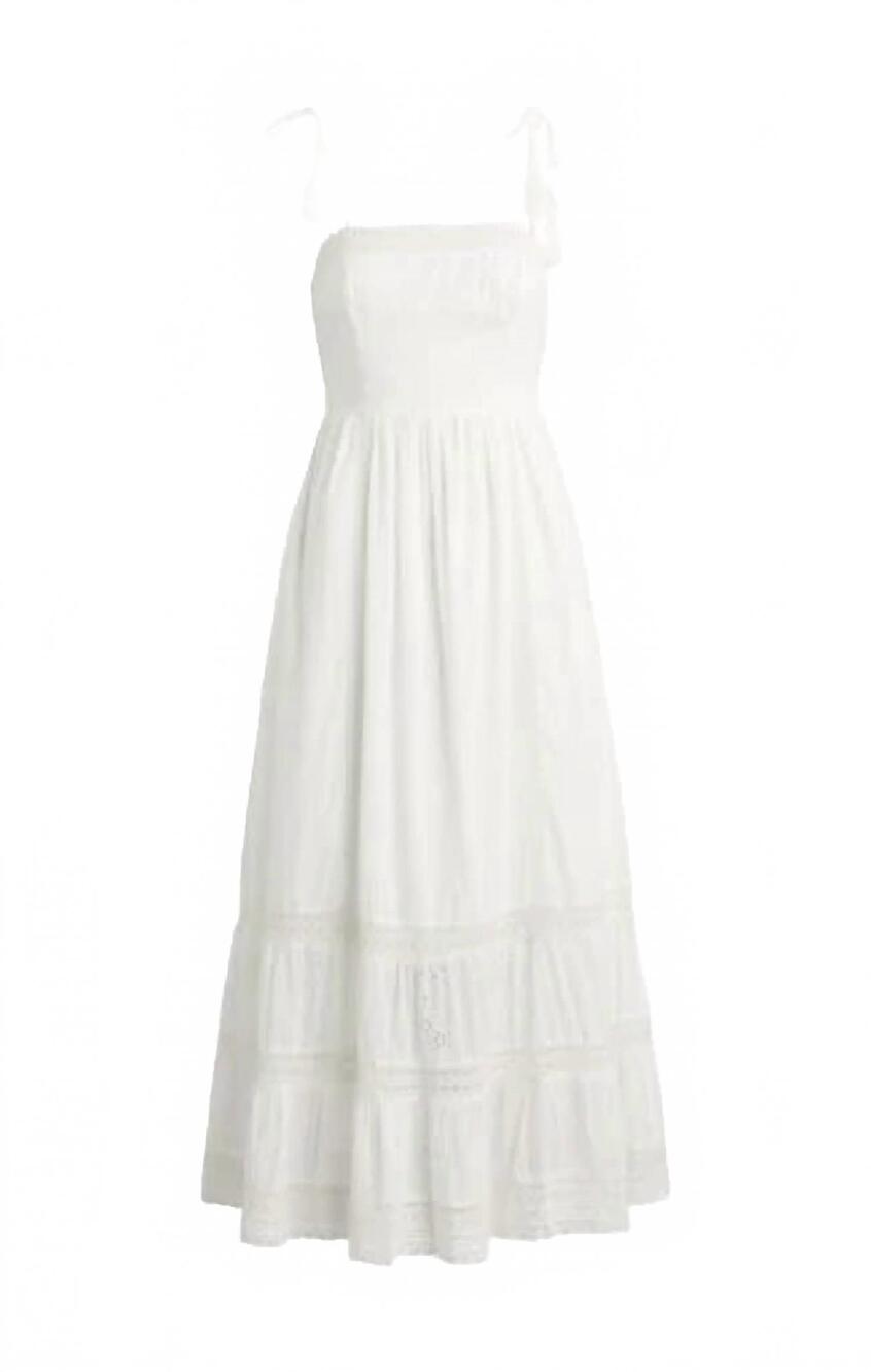 NEW BILA77 women's alberni tie strap maxi dress in white